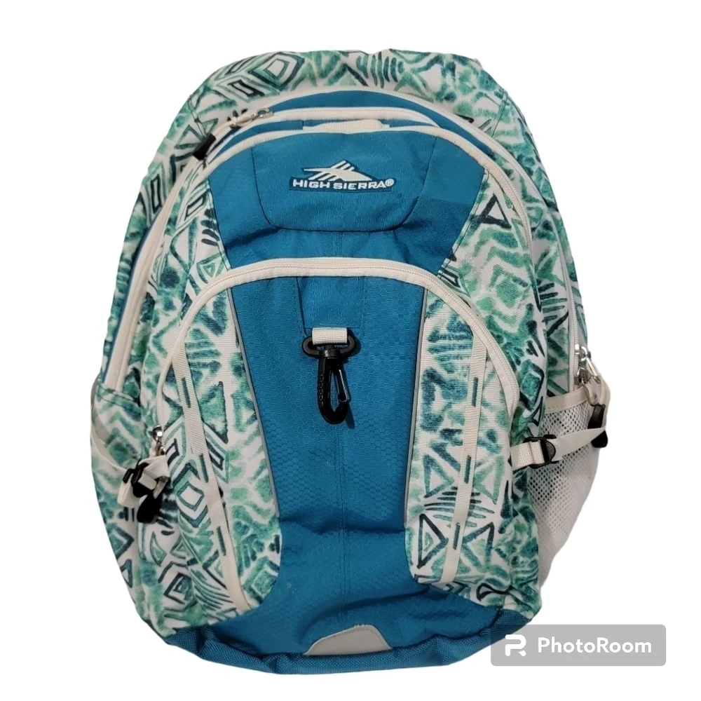 High Sierra Teal Blue/White/Green Backpack Back To School Unisex One Size